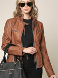 Women'S Removable Hoodie Motorcyle Jacket XXL CAMEL