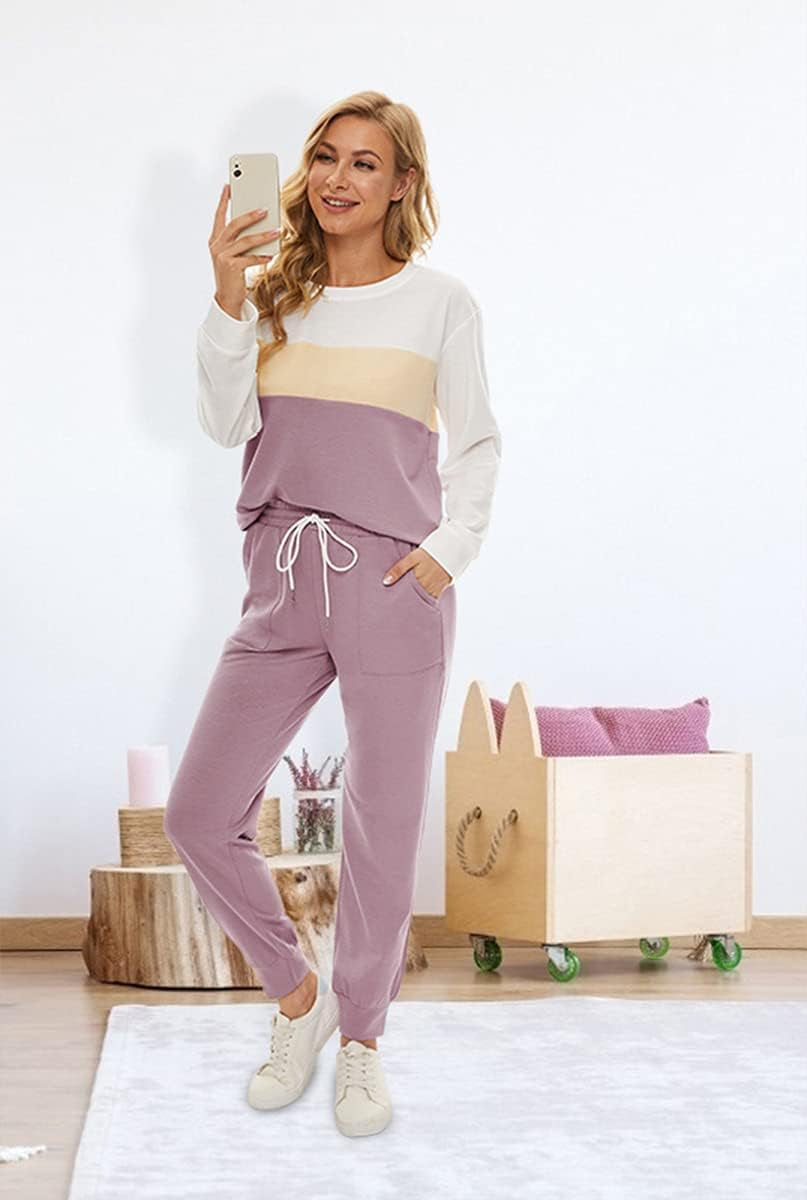 2 Piece Sets for Women Long Sleeve Tops Sweatpants Lounge Set Fall