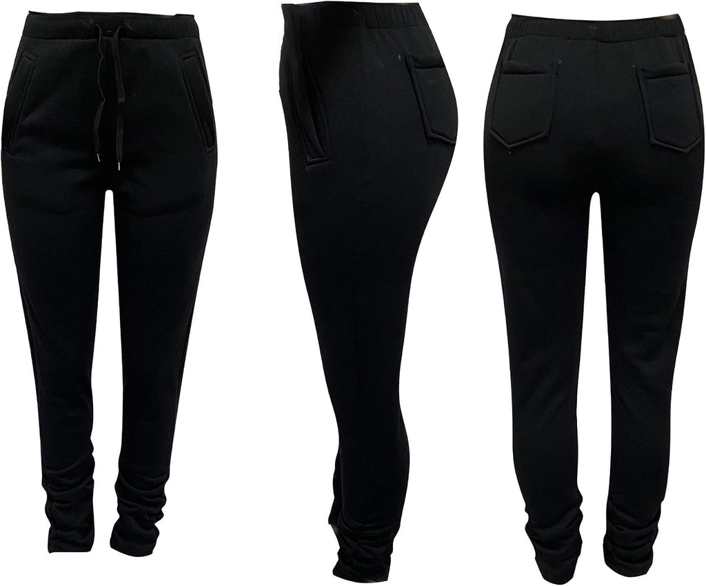 Women Stacked Pants Active Warm Fleece Sweatpants
