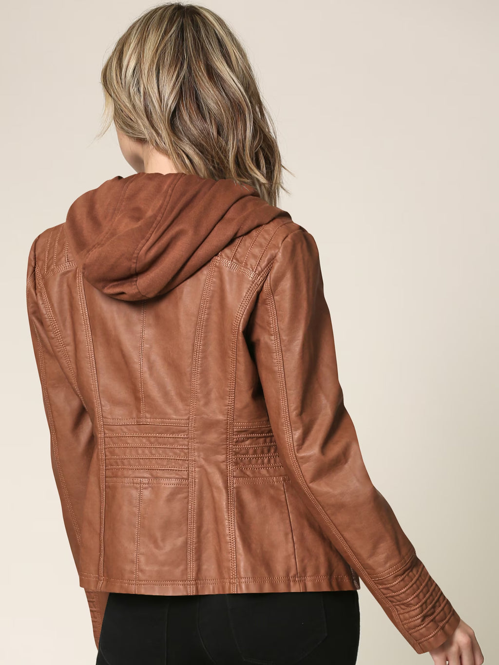 Women'S Removable Hoodie Motorcyle Jacket XXL CAMEL