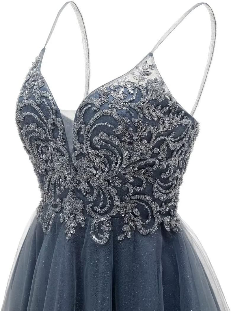 Sparkly Tulle Homecoming Dresses 2026 Spaghetti Strap Short Prom Party Dress for Teens