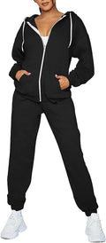 Womens Fall Tracksuit Zip up Hoodie and Sweatpants Set 2 Pieces Sweatsuits Jogger Sets with Pockets