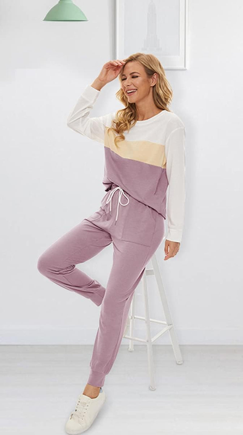 2 Piece Sets for Women Long Sleeve Tops Sweatpants Lounge Set Fall