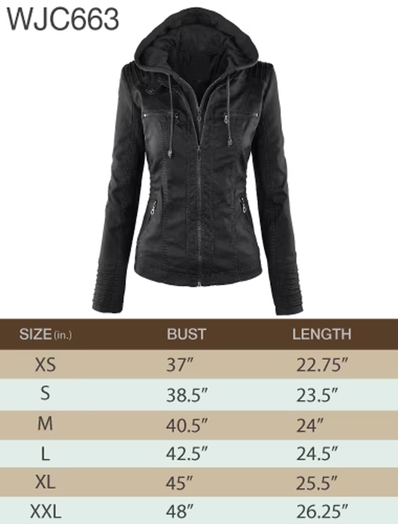 Women'S Removable Hoodie Motorcyle Jacket XXL CAMEL