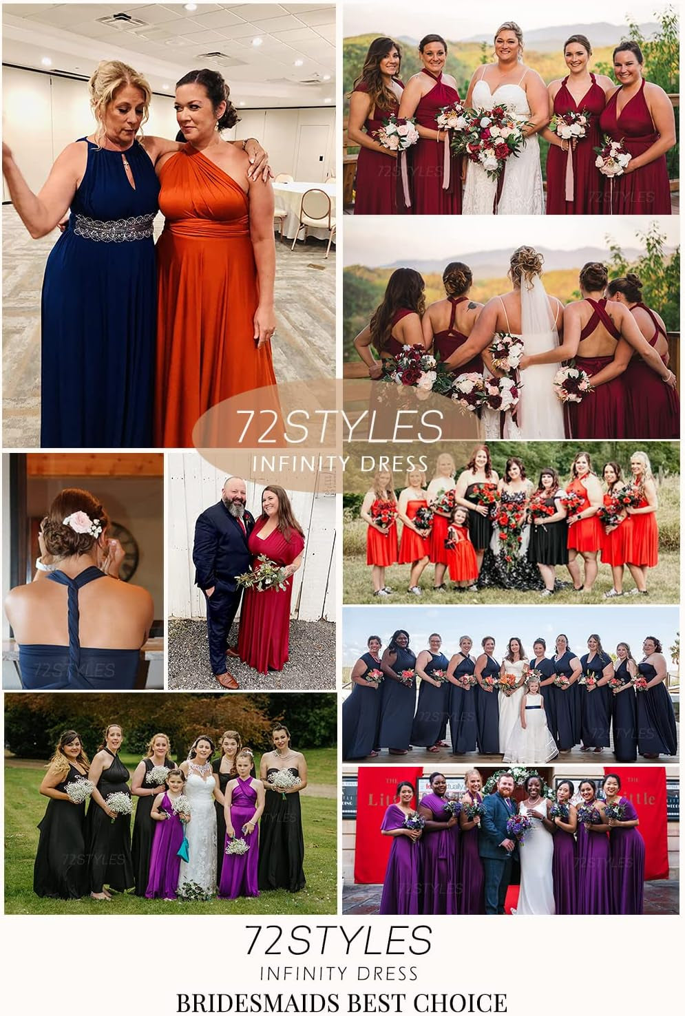 Maxi Infinity Dress for Bridesmaids, Convertible Multi-Way Wrap