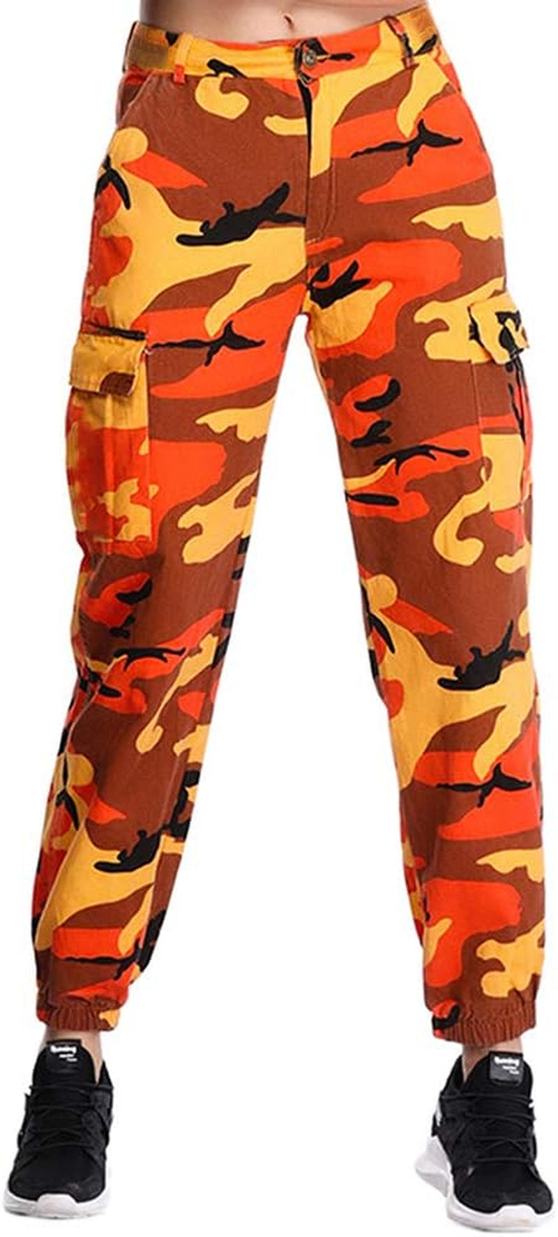 Women'S Camo Pants Cargo Trousers Cool Camouflage Pants Elastic Waist Casual Multi Jogger Pants with Pocket
