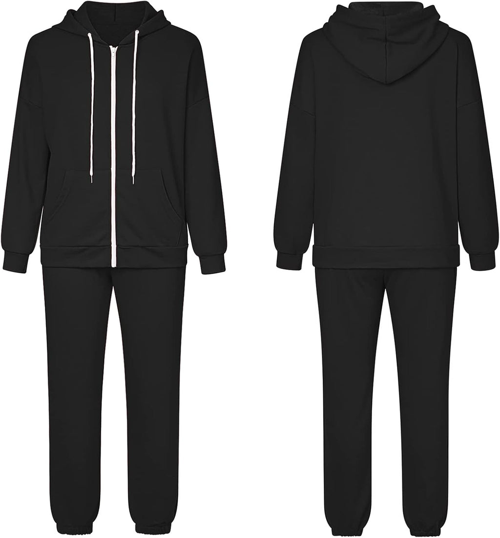 Womens Fall Tracksuit Zip up Hoodie and Sweatpants Set 2 Pieces Sweatsuits Jogger Sets with Pockets