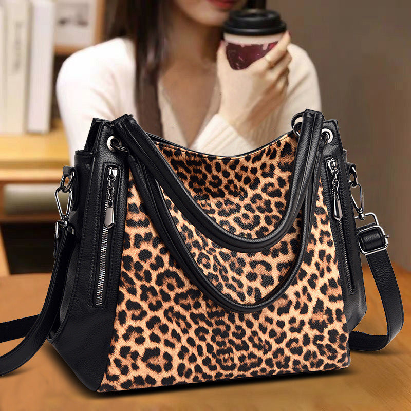 Urban Simple Large Capacity Leopard Print Fashion Women'S Bag
