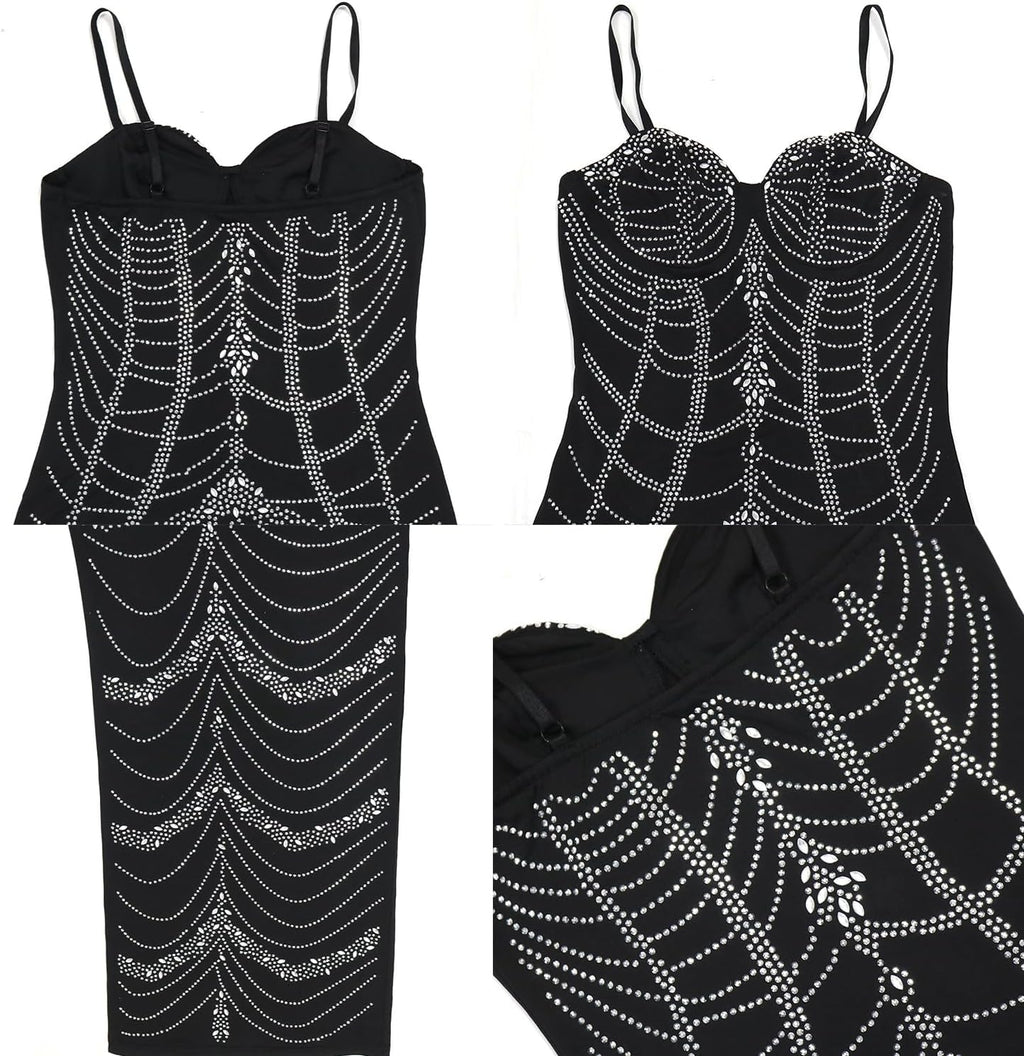 Women Sexy Hot Drilling Process Sexy Dress Party Club Night Dress