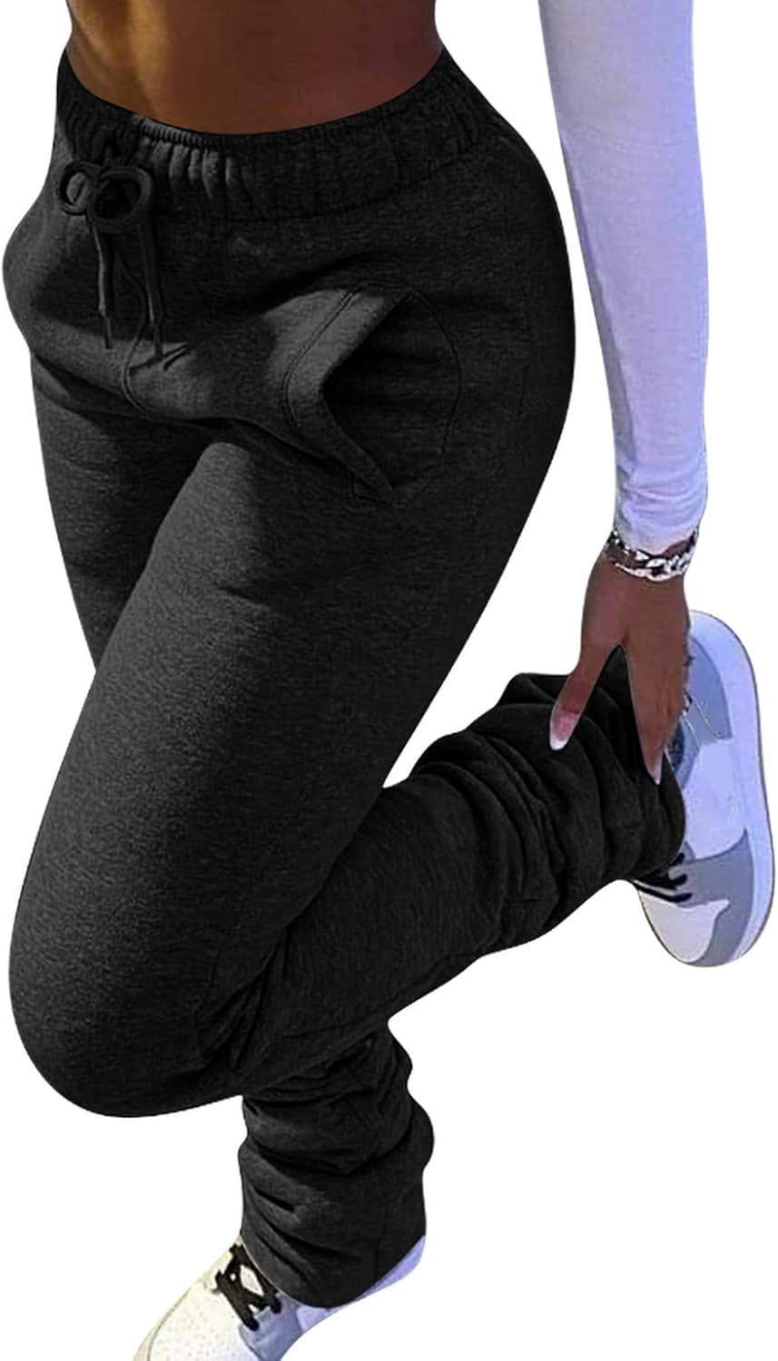 Women Stacked Pants Active Warm Fleece Sweatpants