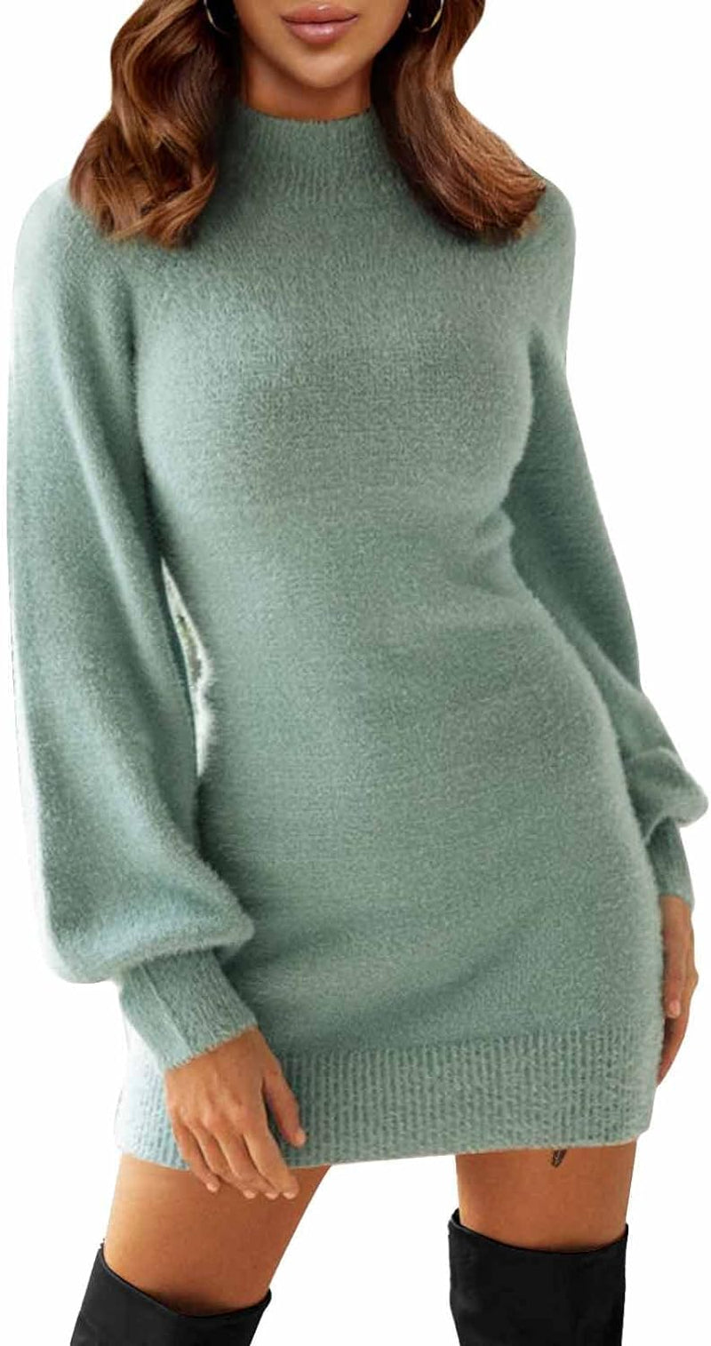 Women Fall Long Sleeve Sweater Dresses Winter Bodycon Mini Dress